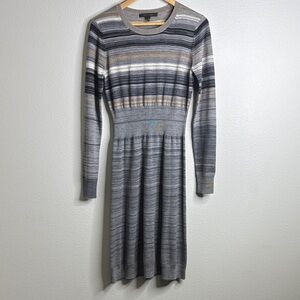 Marc Jacobs Multicolor Striped Midi Long Sleeve Dress